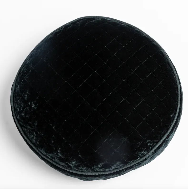 Silk Velvet Quilted Round Throw Pillow