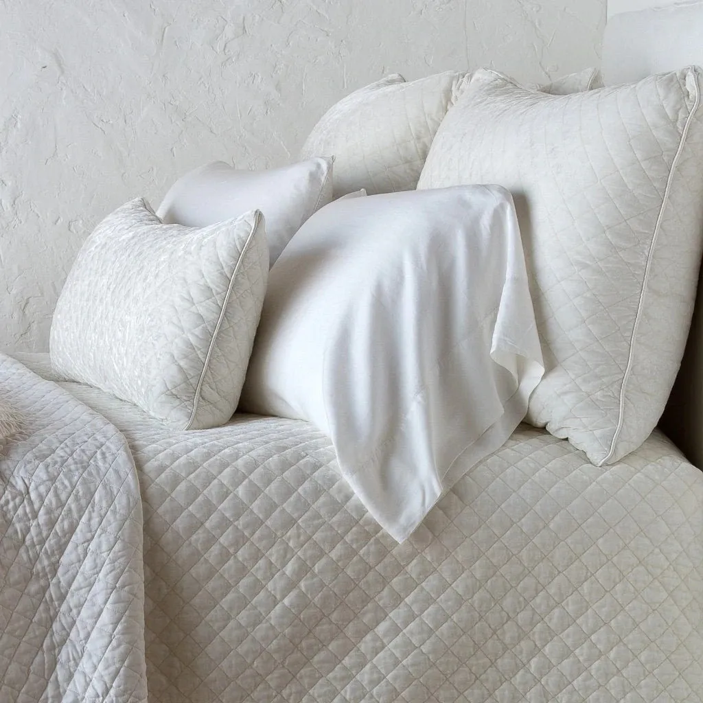 Silk Velvet Quilted Royal Sham - Winter White