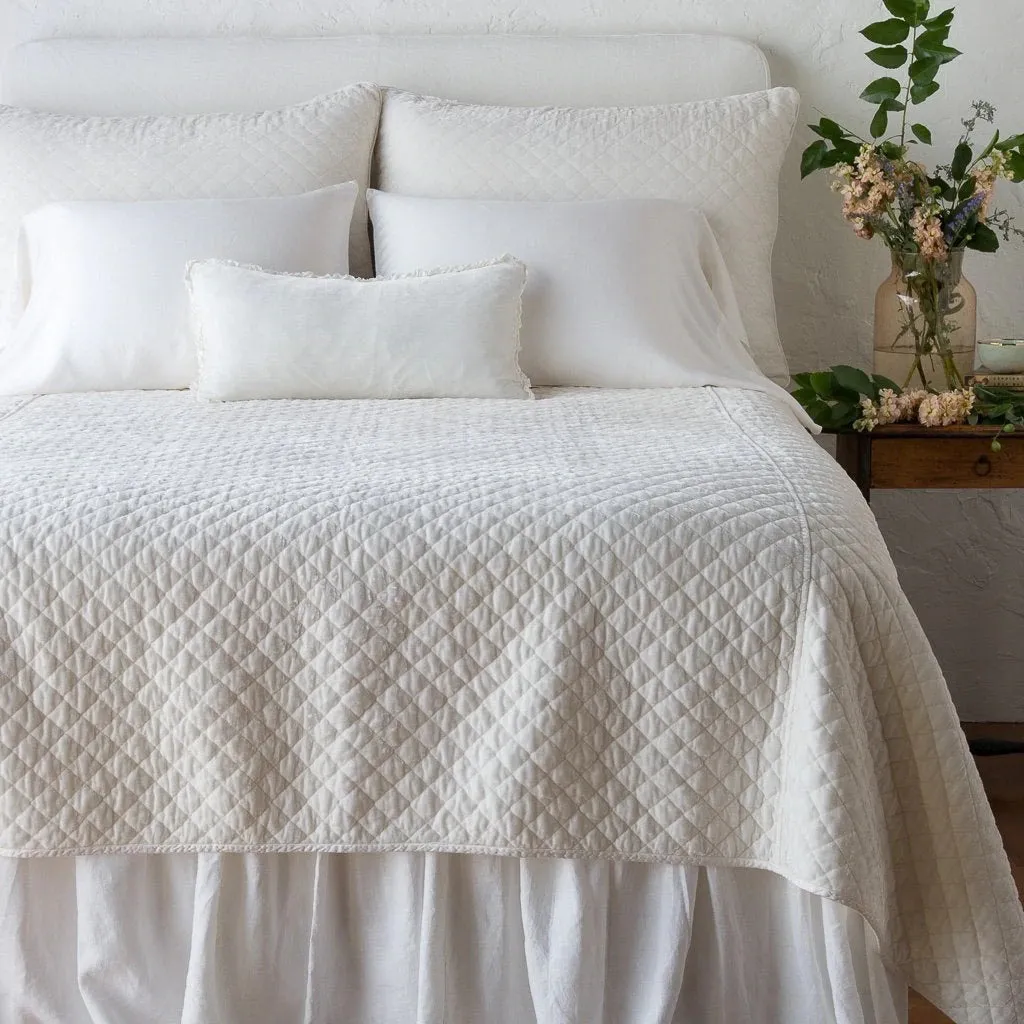 Silk Velvet Quilted Royal Sham - Winter White