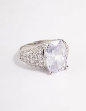 Silver Cubic Zirconia Luxe Rectangle Ring