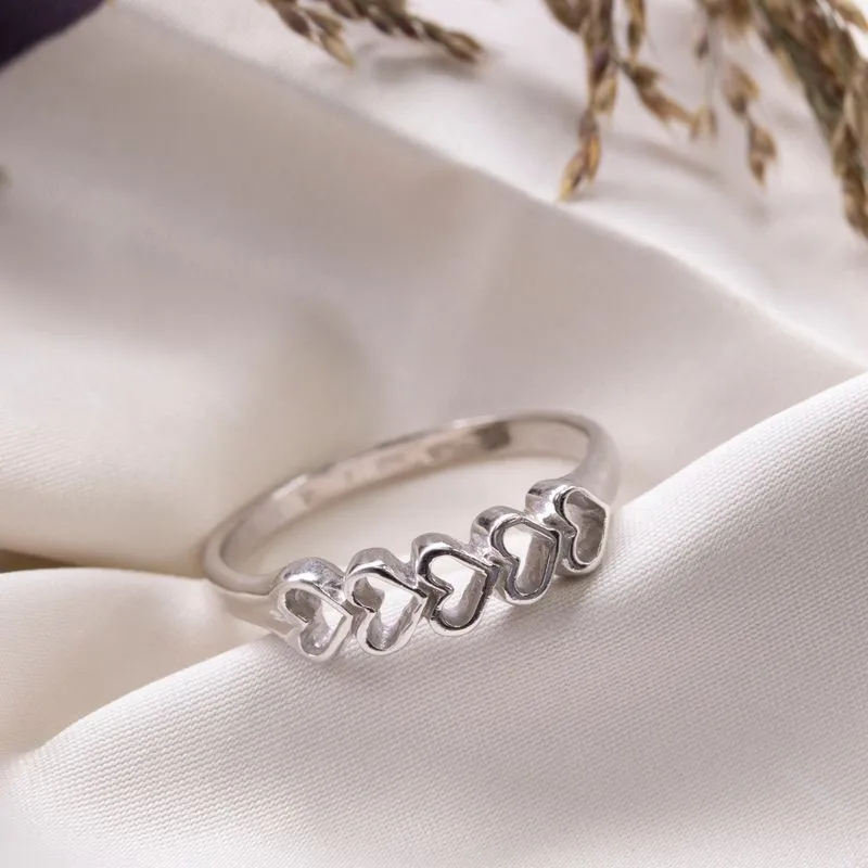 Silver ring thick hammered