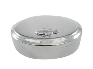 Silver Toned Textured Clownfish Pendant Oval Trinket Jewelry Box