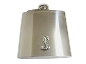 Silver Toned Textured Cobra Snake 6 Oz. Stainless Steel Flask