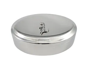 Silver Toned Textured Ferret Pendant Oval Trinket Jewelry Box