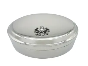 Silver Toned Textured Octopus Oval Trinket Jewelry Box