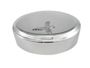 Silver Toned Textured Pheasant Bird Pendant Oval Trinket Jewelry Box