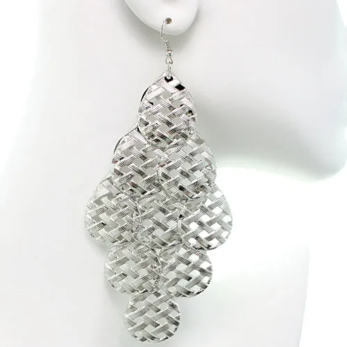 Silver Woven Teardrop Dangle Earrings