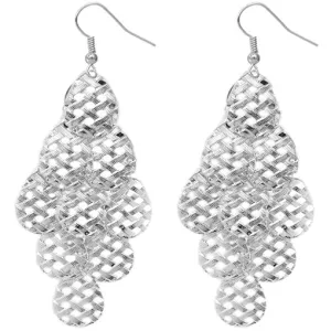 Silver Woven Teardrop Dangle Earrings