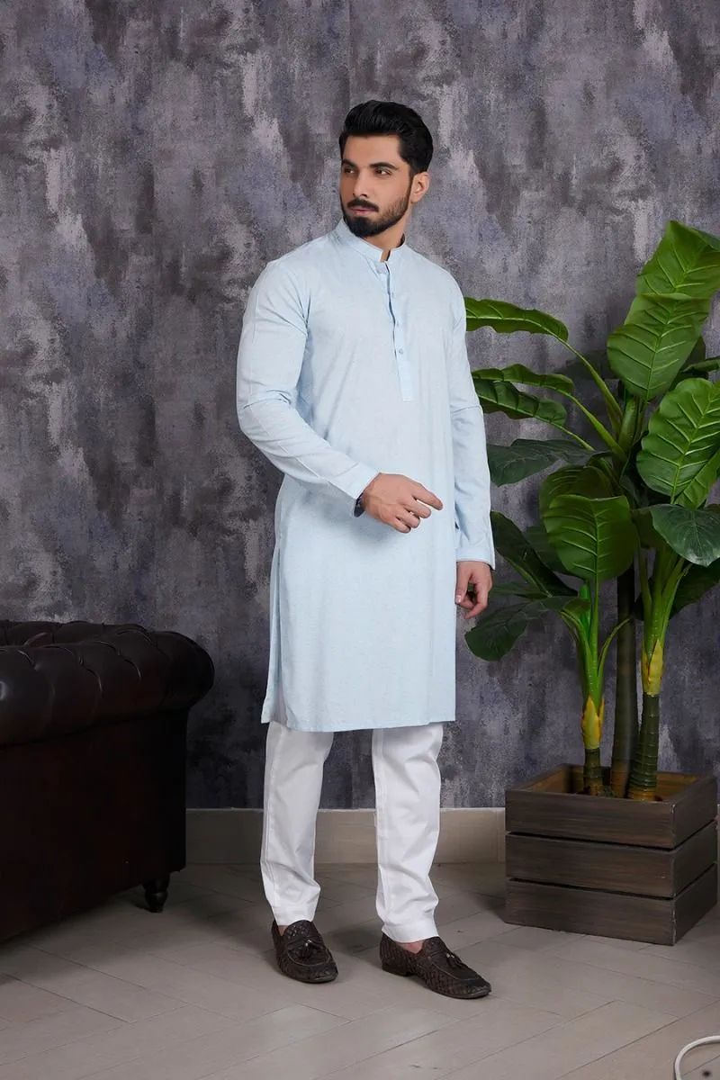 SKY TEXTURED QAFTAN KURTA