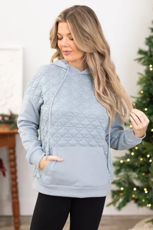 Slate Blue Quilted Detail Sweatshirt