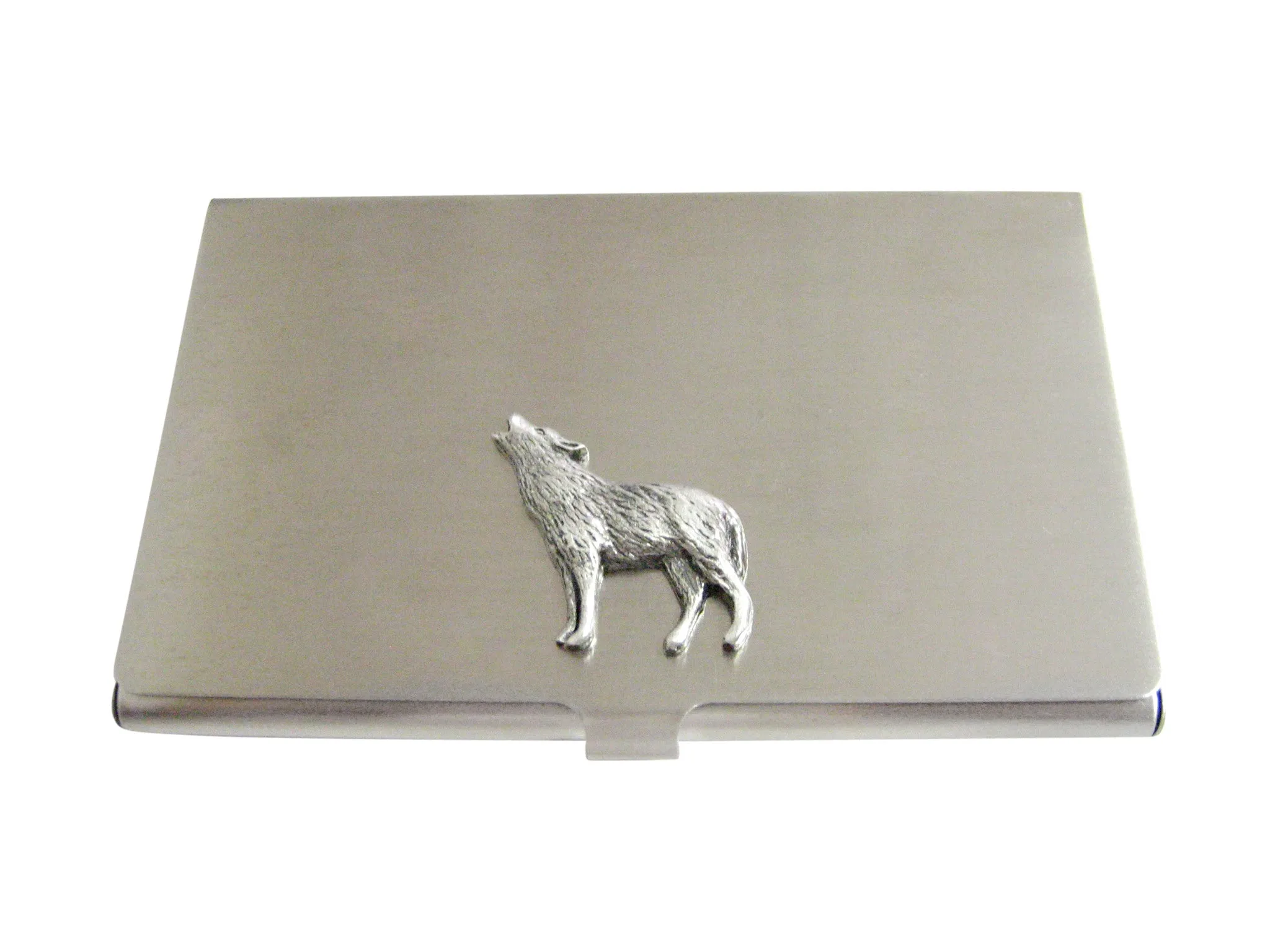 Small Textured Wolf Business Card Holder