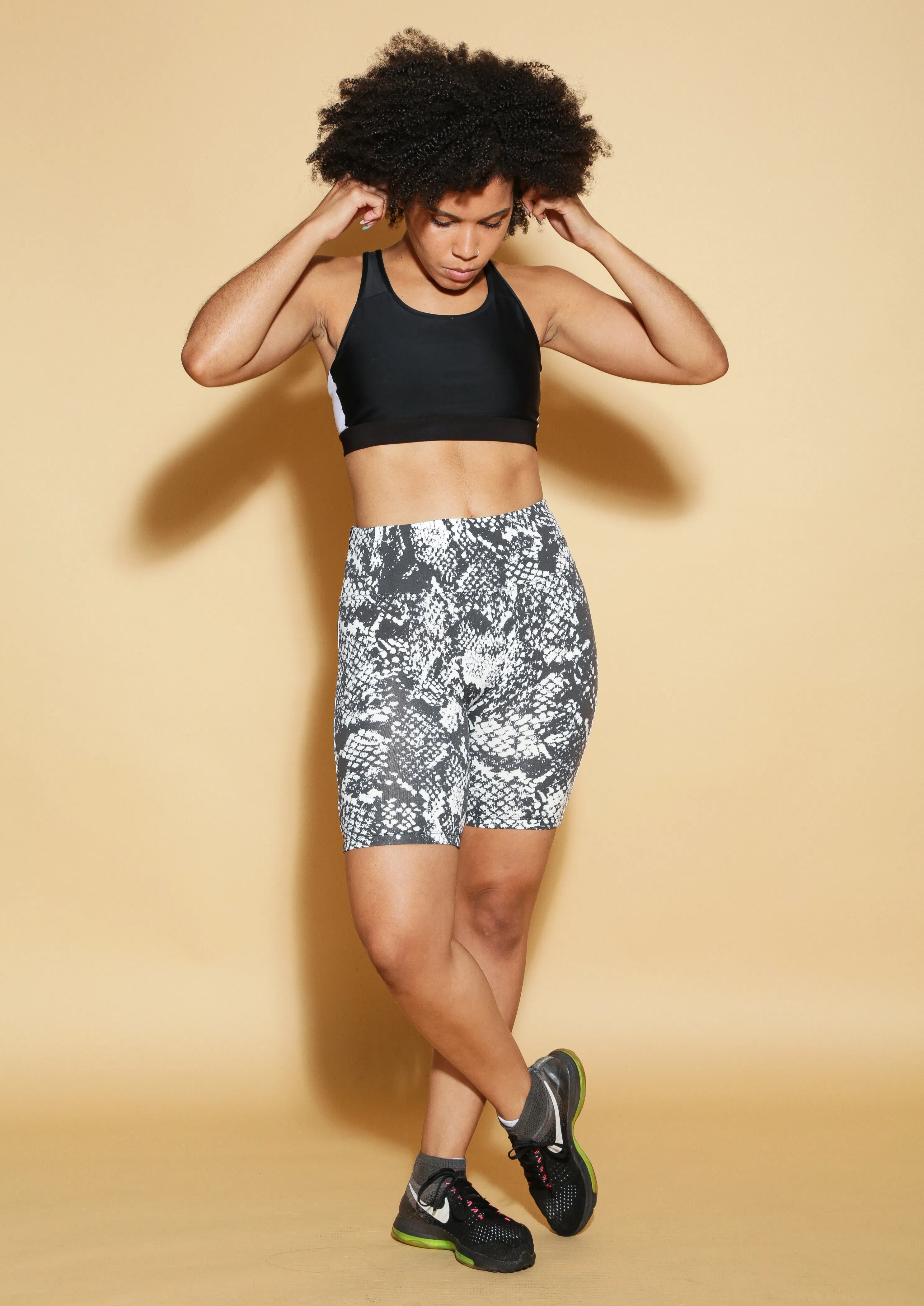 Snake Biker Shorts Black/White