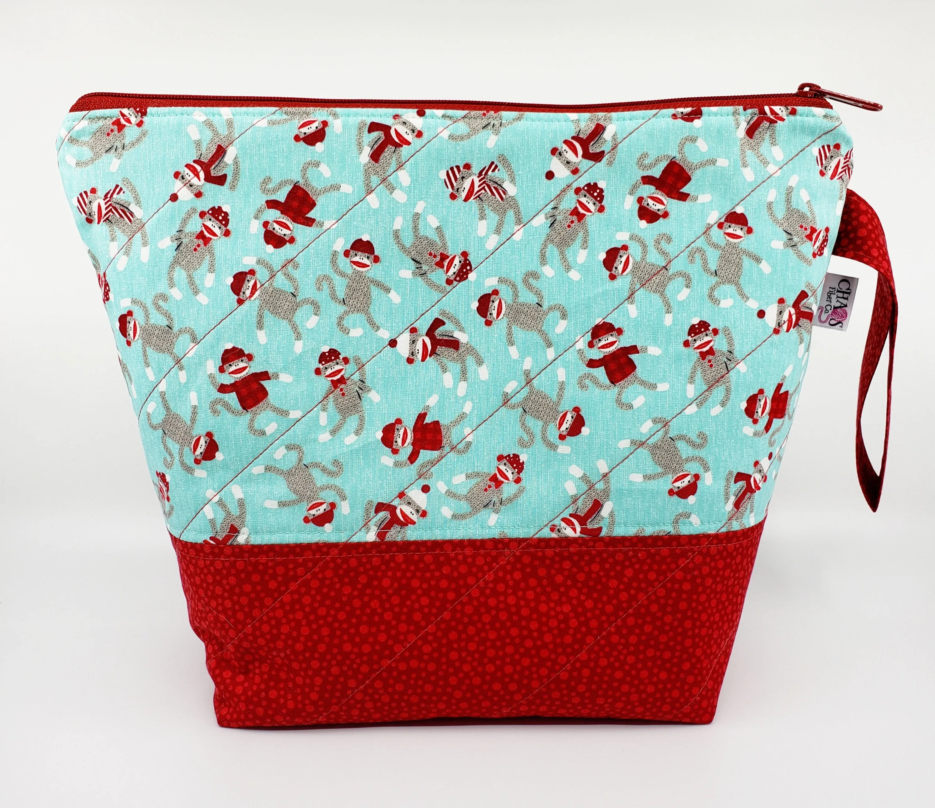 Sock Monkey - Red - Project Bag - Medium