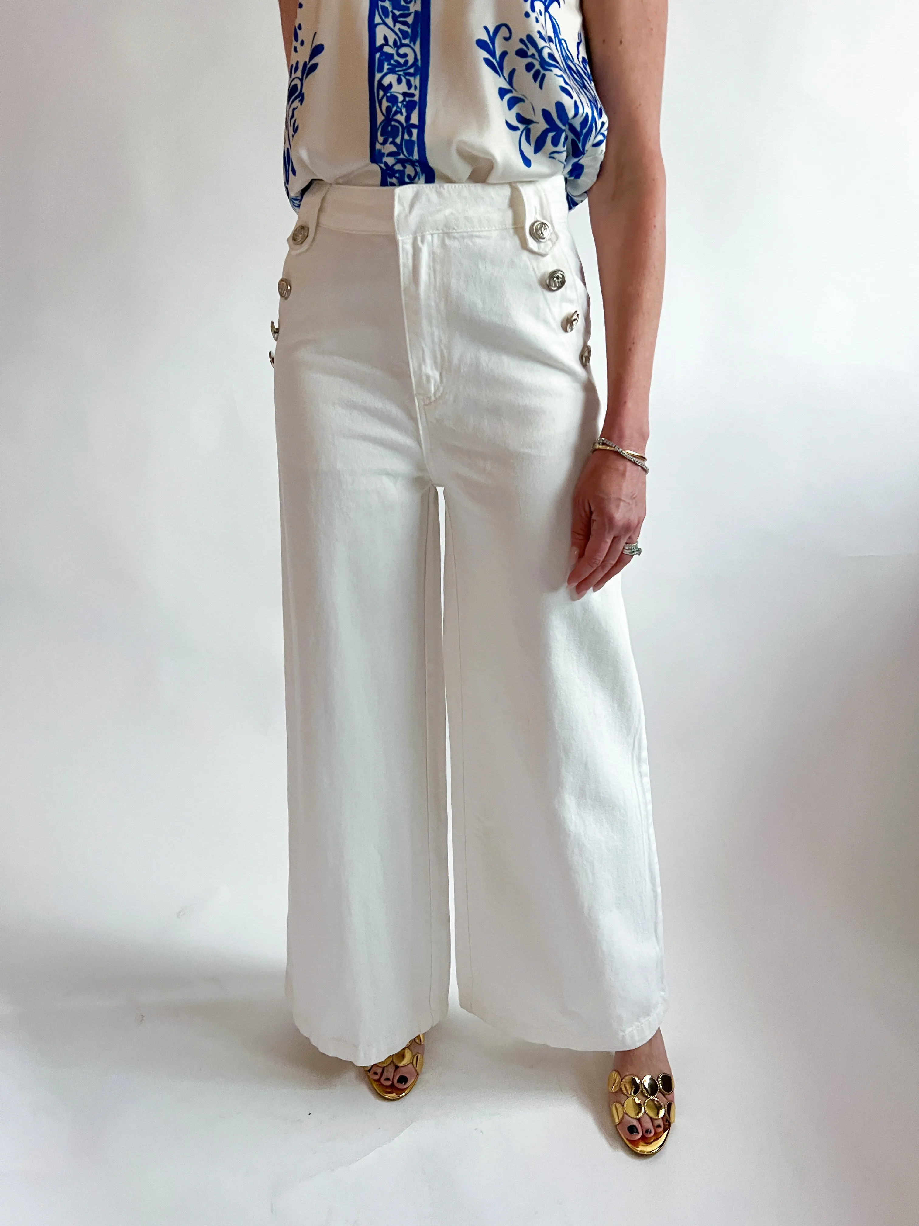 Solid Woven Wide Leg Pant