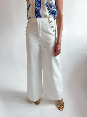 Solid Woven Wide Leg Pant