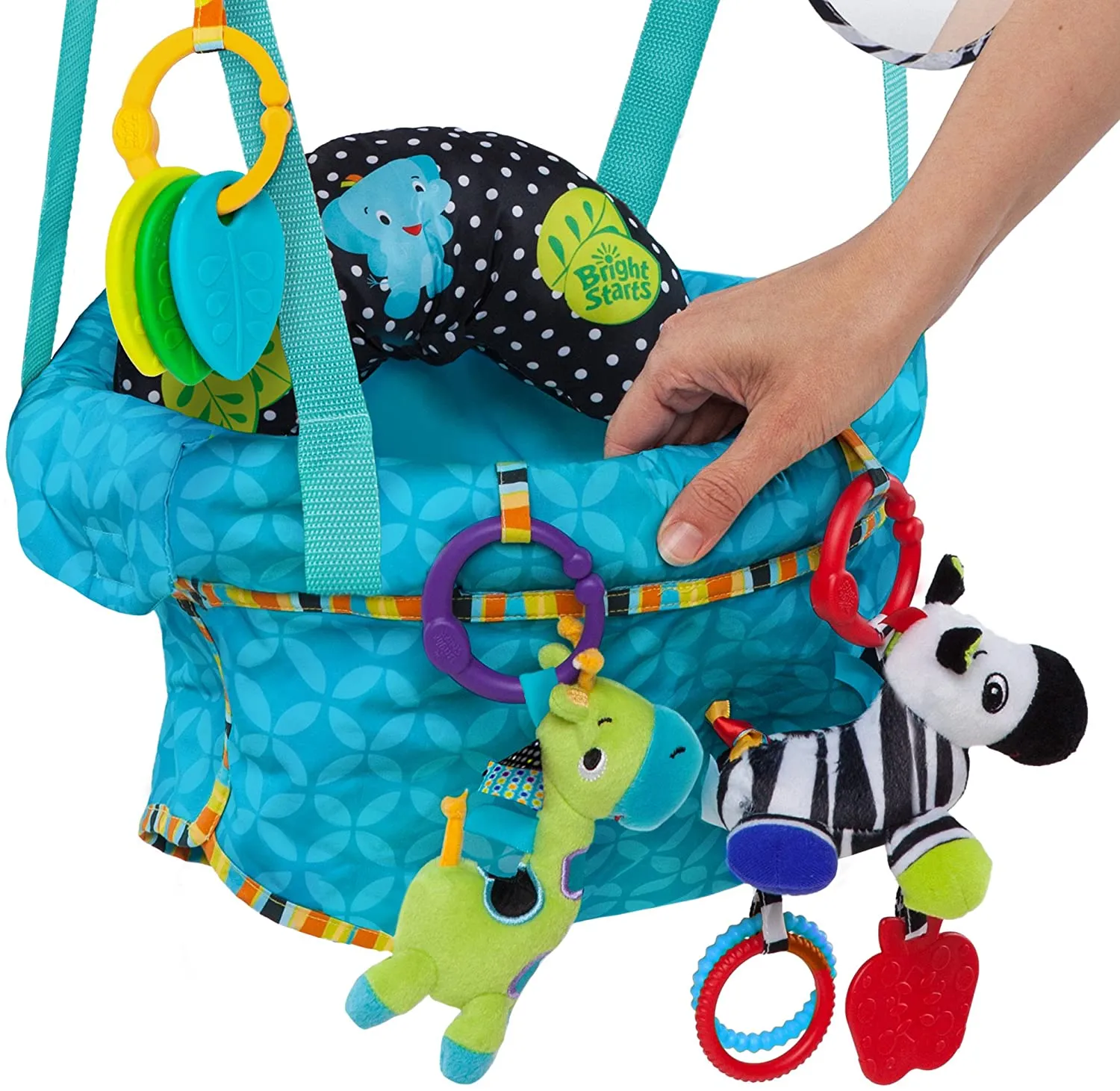 Spine-Supporting Secure Baby Door Bouncer Swing Seat with Detachable Toys | Multi coloured | 6-12 months