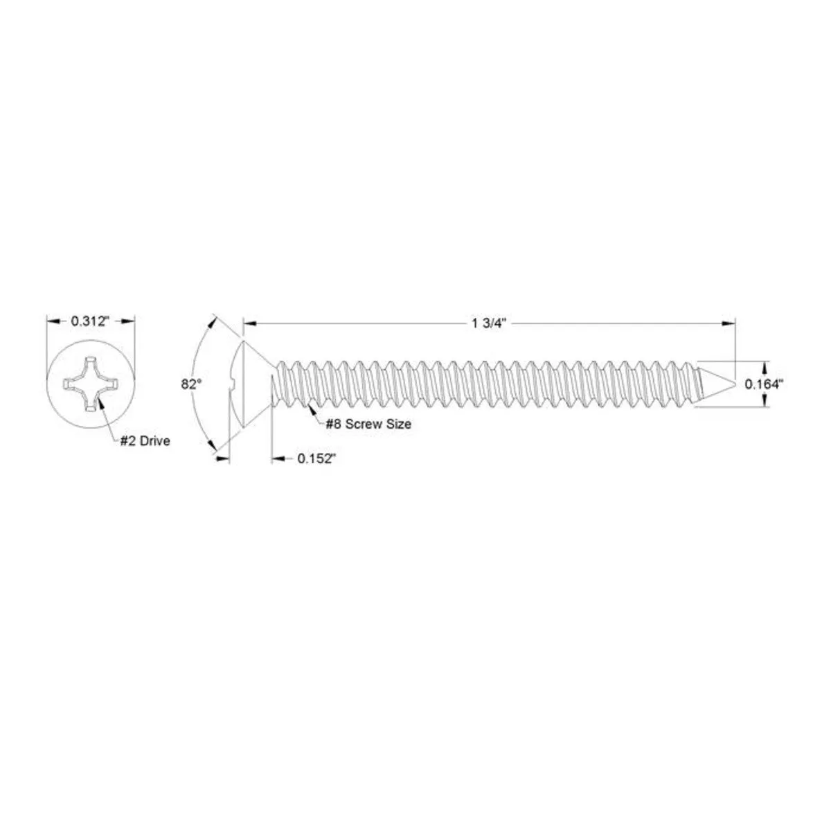 Stainless Back Panel Screw For Closed Back Cabinets, Pack of 12