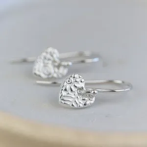 Sterling Silver Mini Textured Heart Earrings