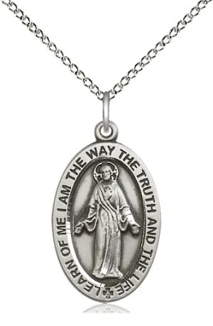 Sterling Silver Scapular Pendant on a 18 inch Sterling Silver Light Curb Chain