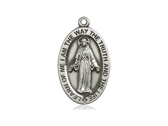 Sterling Silver Scapular Pendant on a 18 inch Sterling Silver Light Curb Chain