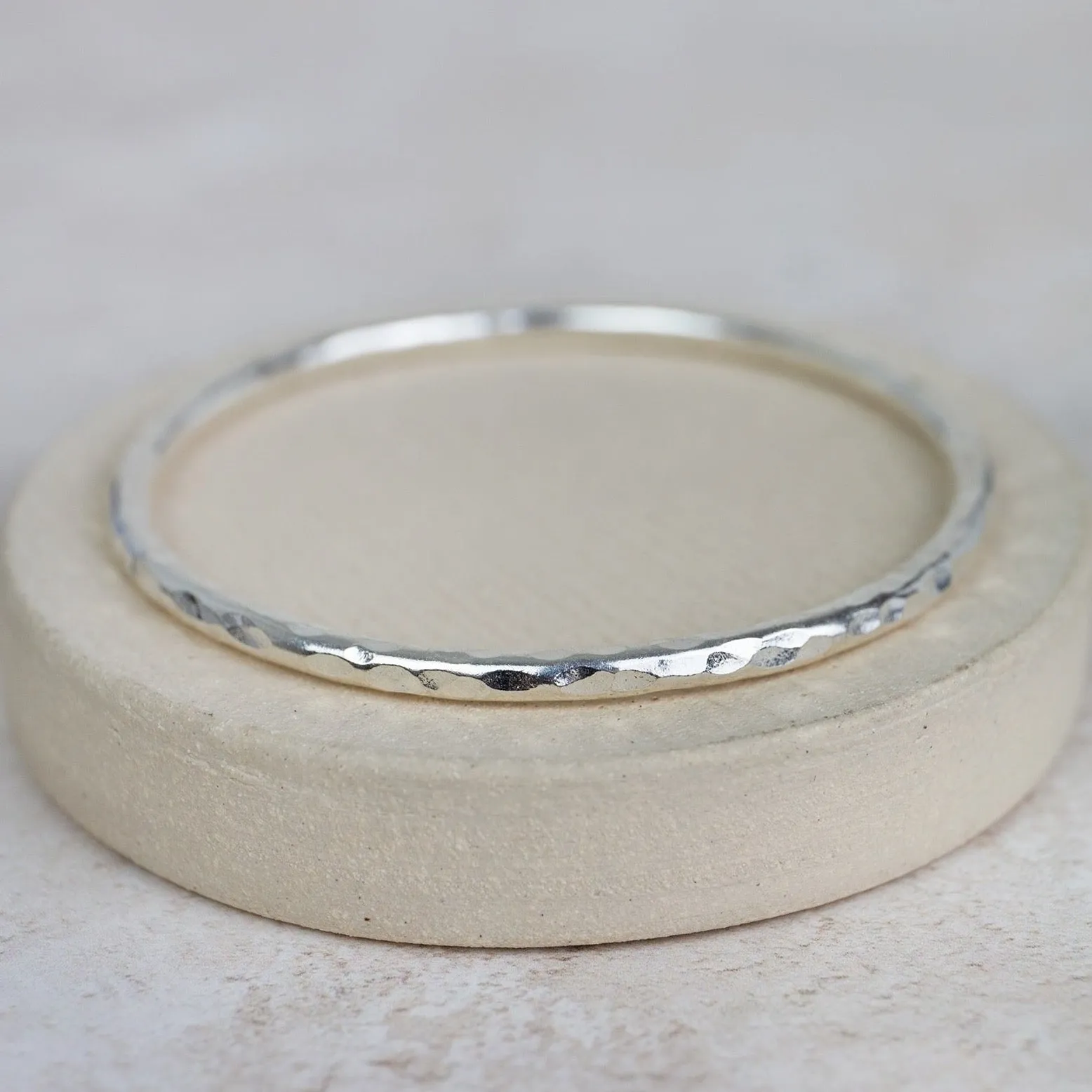 Sterling Silver Thick Hammered Bangle