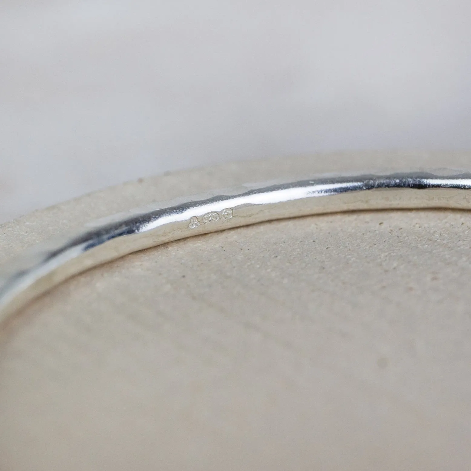 Sterling Silver Thick Hammered Bangle