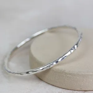 Sterling Silver Thick Hammered Bangle