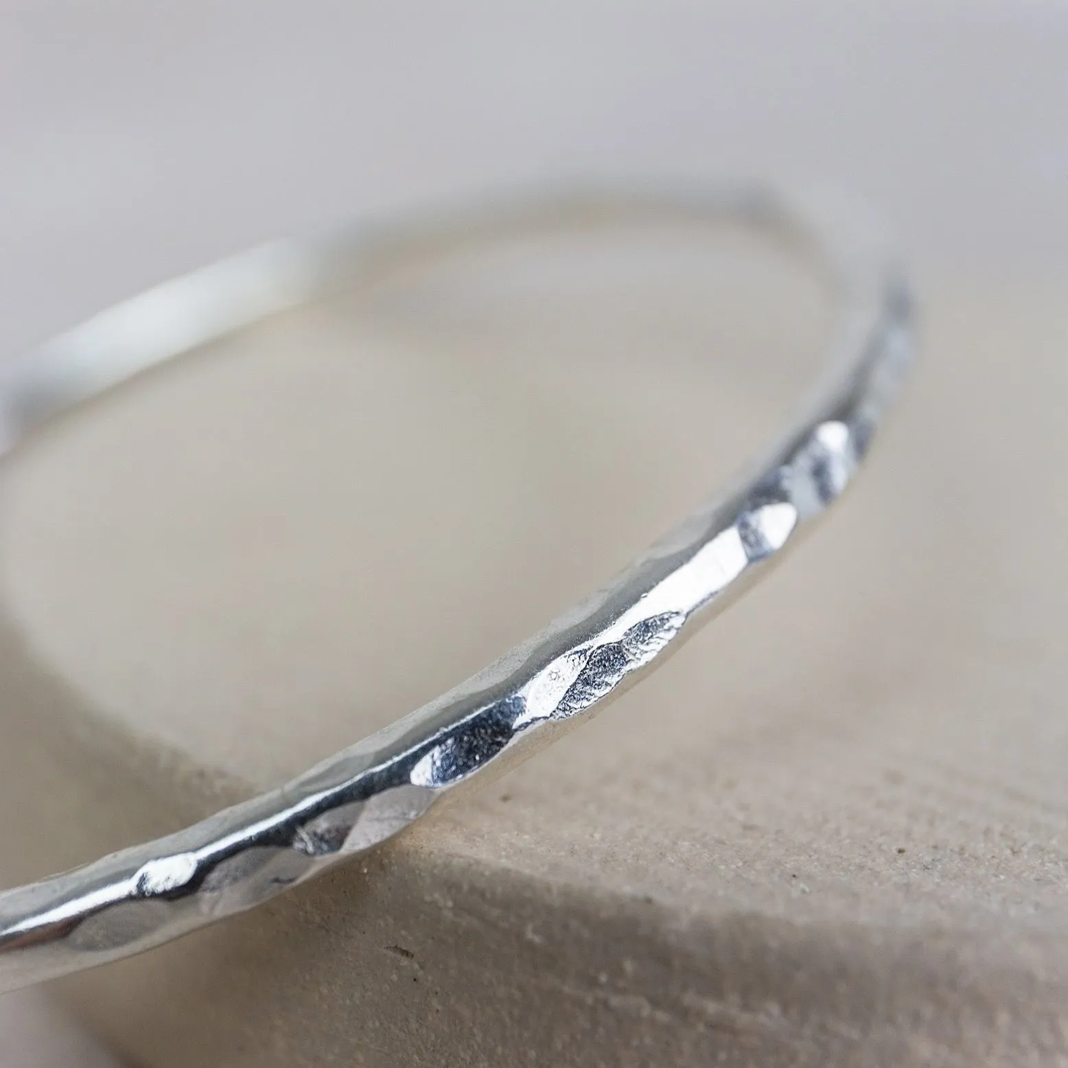 Sterling Silver Thick Hammered Bangle