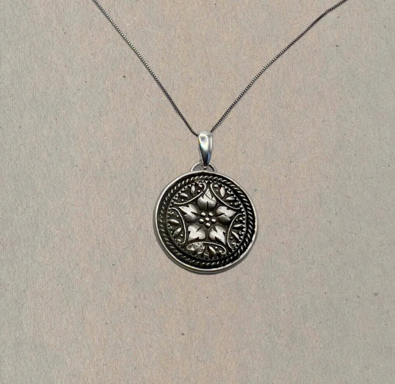 Sterling Textured Flower Pendant