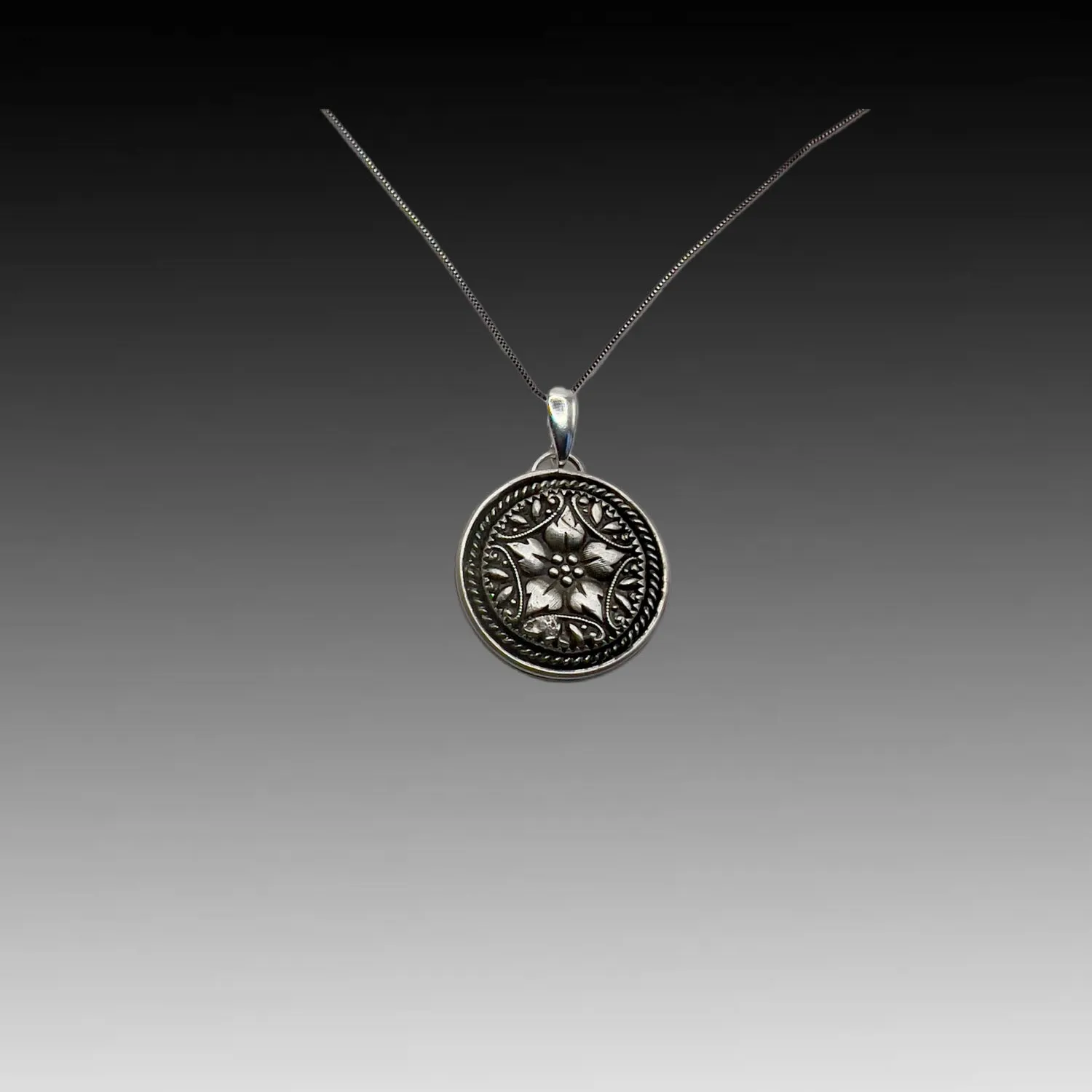 Sterling Textured Flower Pendant