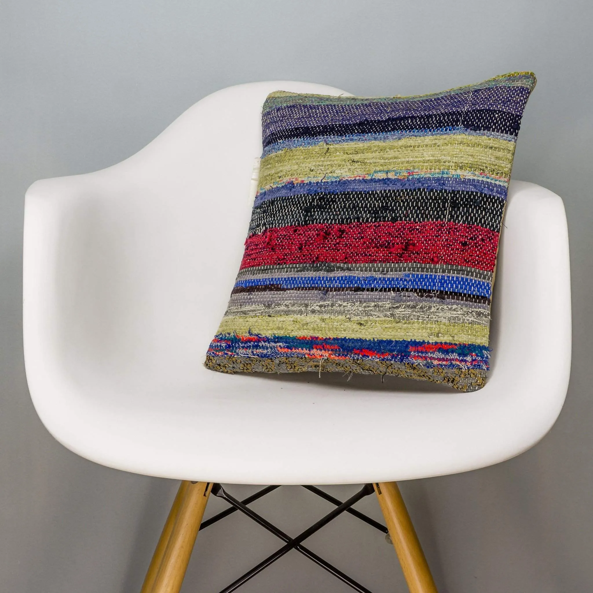 Striped Multi Color Kilim Pillow Cover 16x16 3046