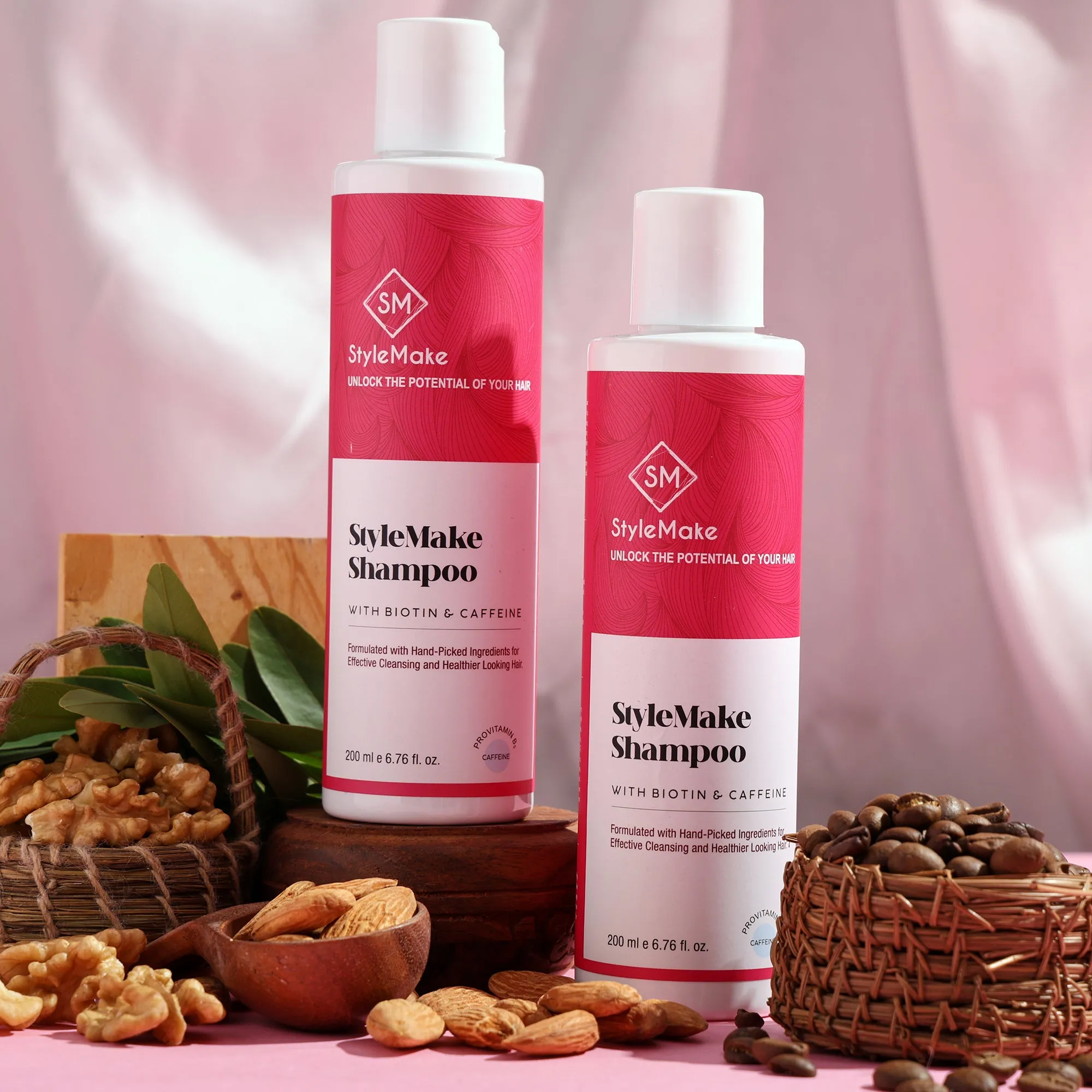 StyleMake Biotin & Caffeine Thickening SLS-Free Shampoo for Men and Women | D-Panthenol & Biotin For Strong & Thick Hair- 200 ml