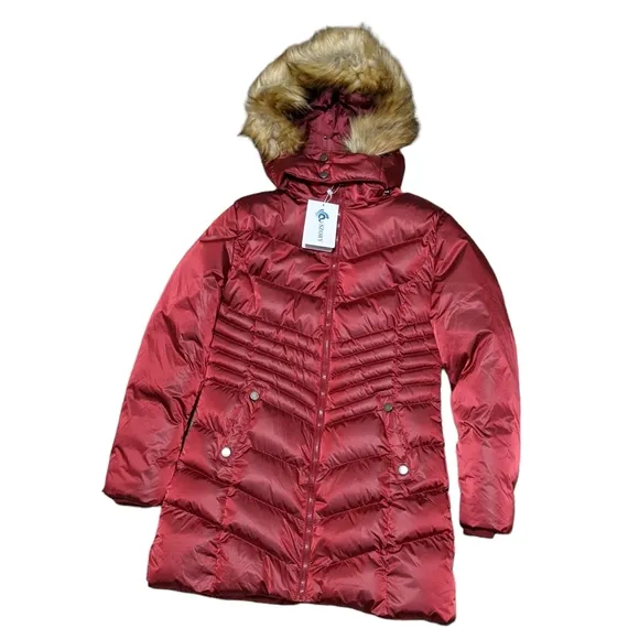 Szory Mf010 quilted puffy coat hooded decorative faux fur outer wear M