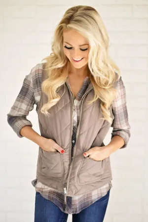Tan Quilted Vest