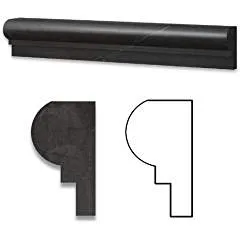 Taurus Black 2" X 12" Marble Polished Chair Rail OG-1 - 4" Sample