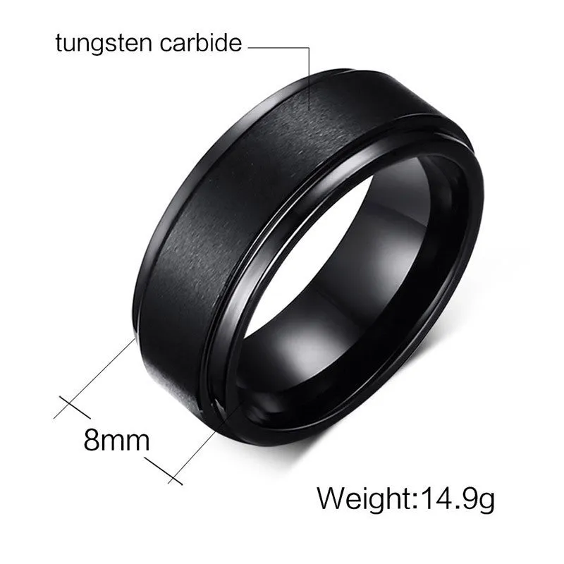 Textured Black Tungsten Rings
