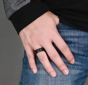 Textured Black Tungsten Rings