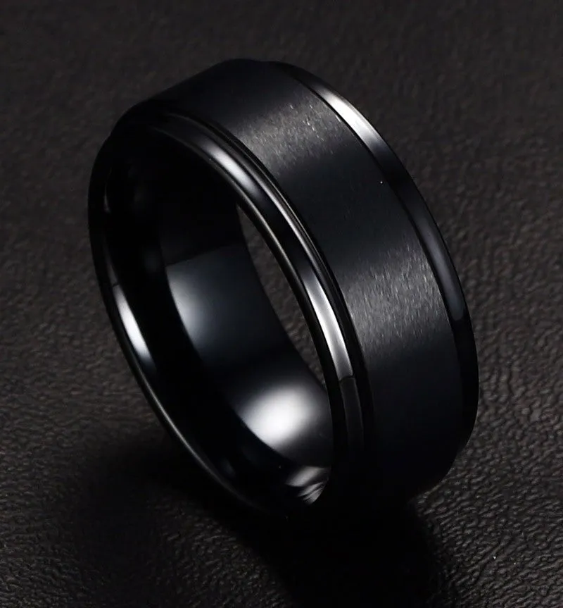 Textured Black Tungsten Rings