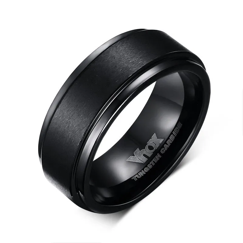 Textured Black Tungsten Rings