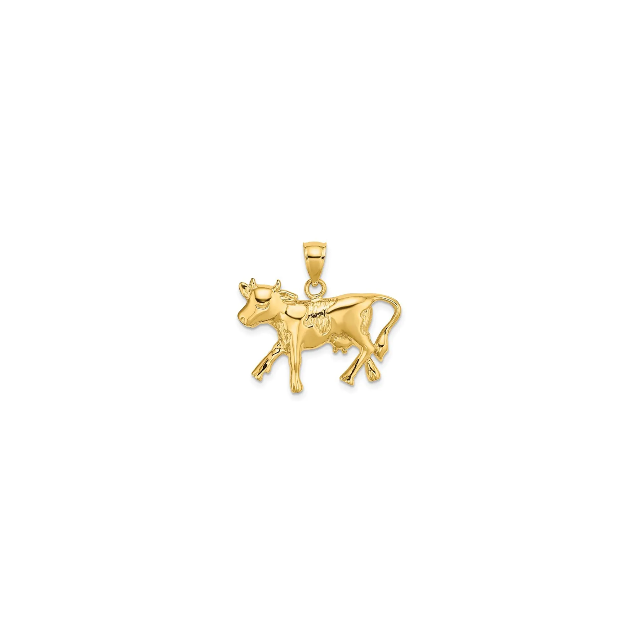 Textured Cow Pendant (14K)