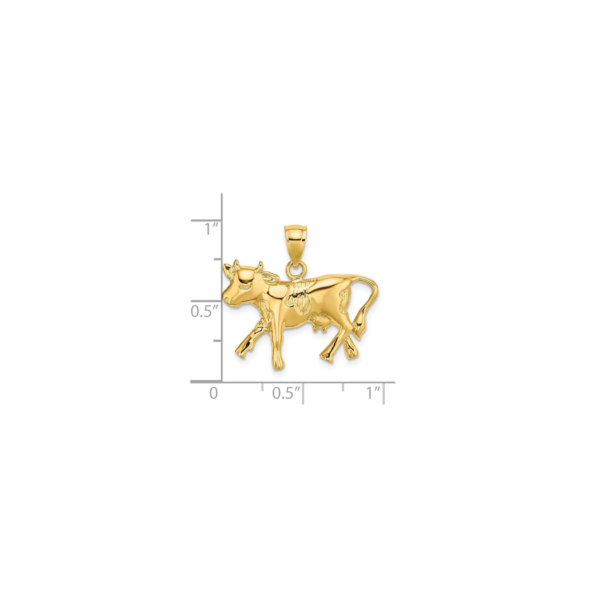 Textured Cow Pendant (14K)