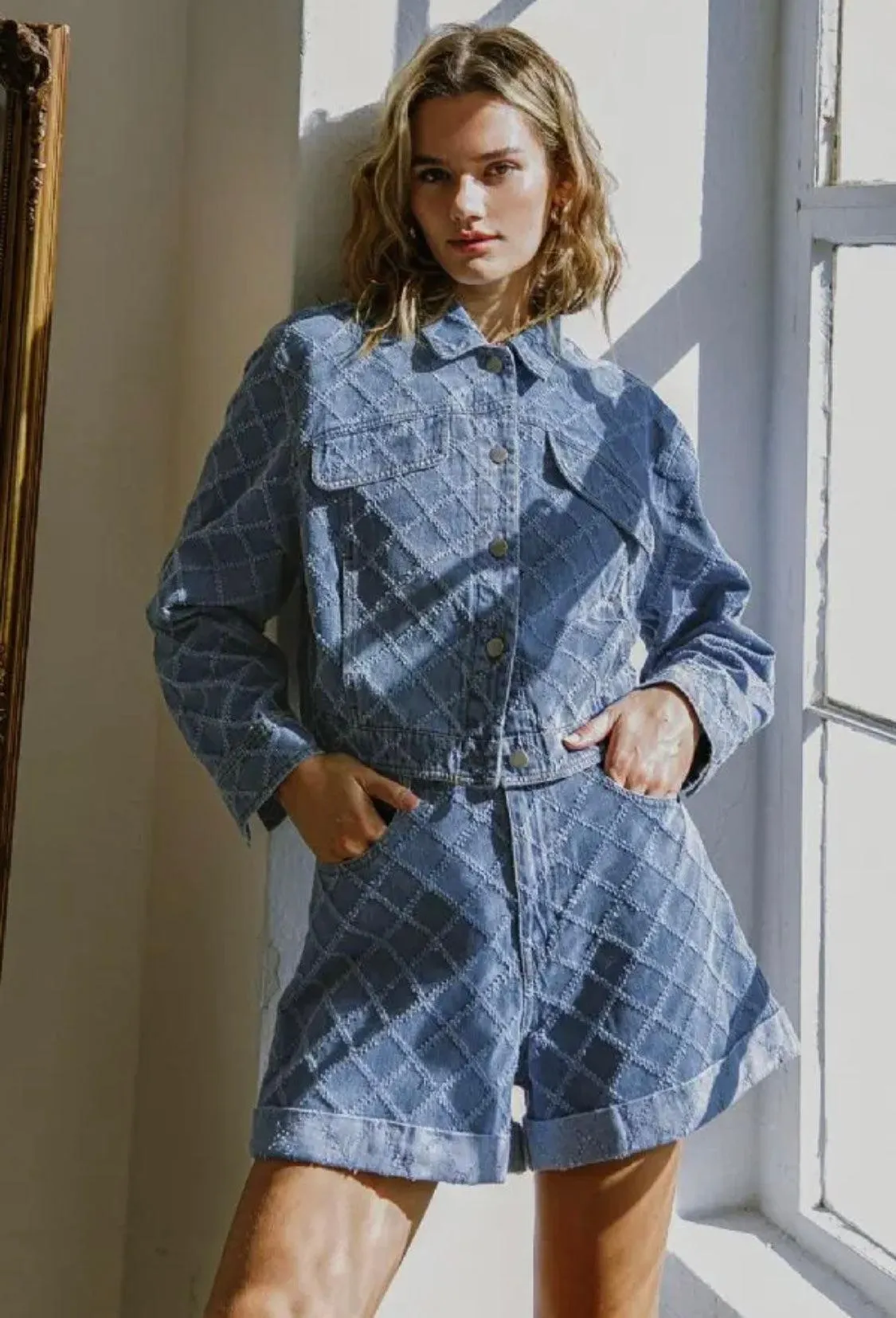 Textured Denim Jacket