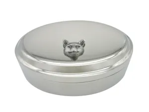Textured Fox Head Pendant Oval Trinket Jewelry Box