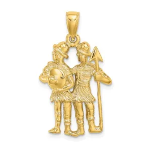 Textured Gemini Zodiac Pendant (14K)