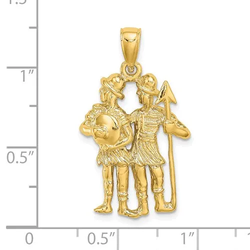 Textured Gemini Zodiac Pendant (14K)