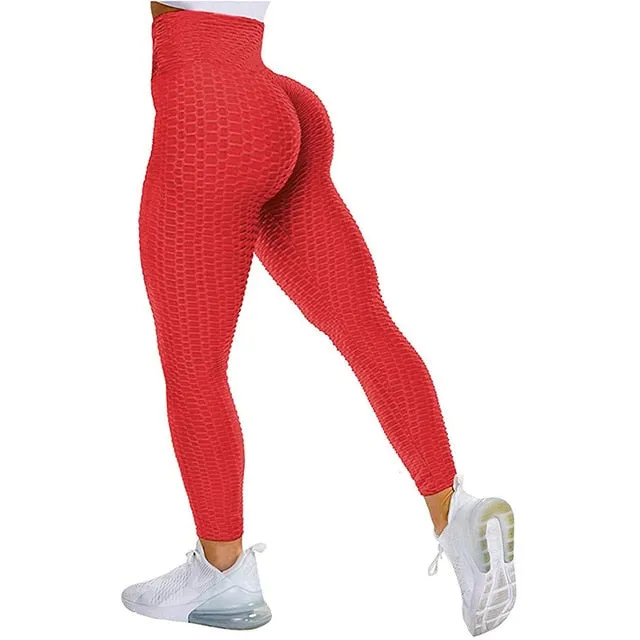 Textured High Rise Leggings - Black With Pockets