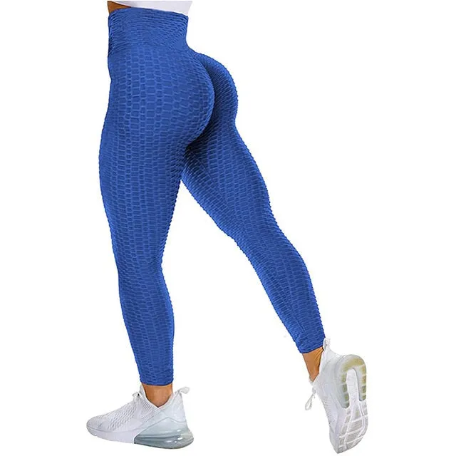 Textured High Rise Leggings - Black With Pockets