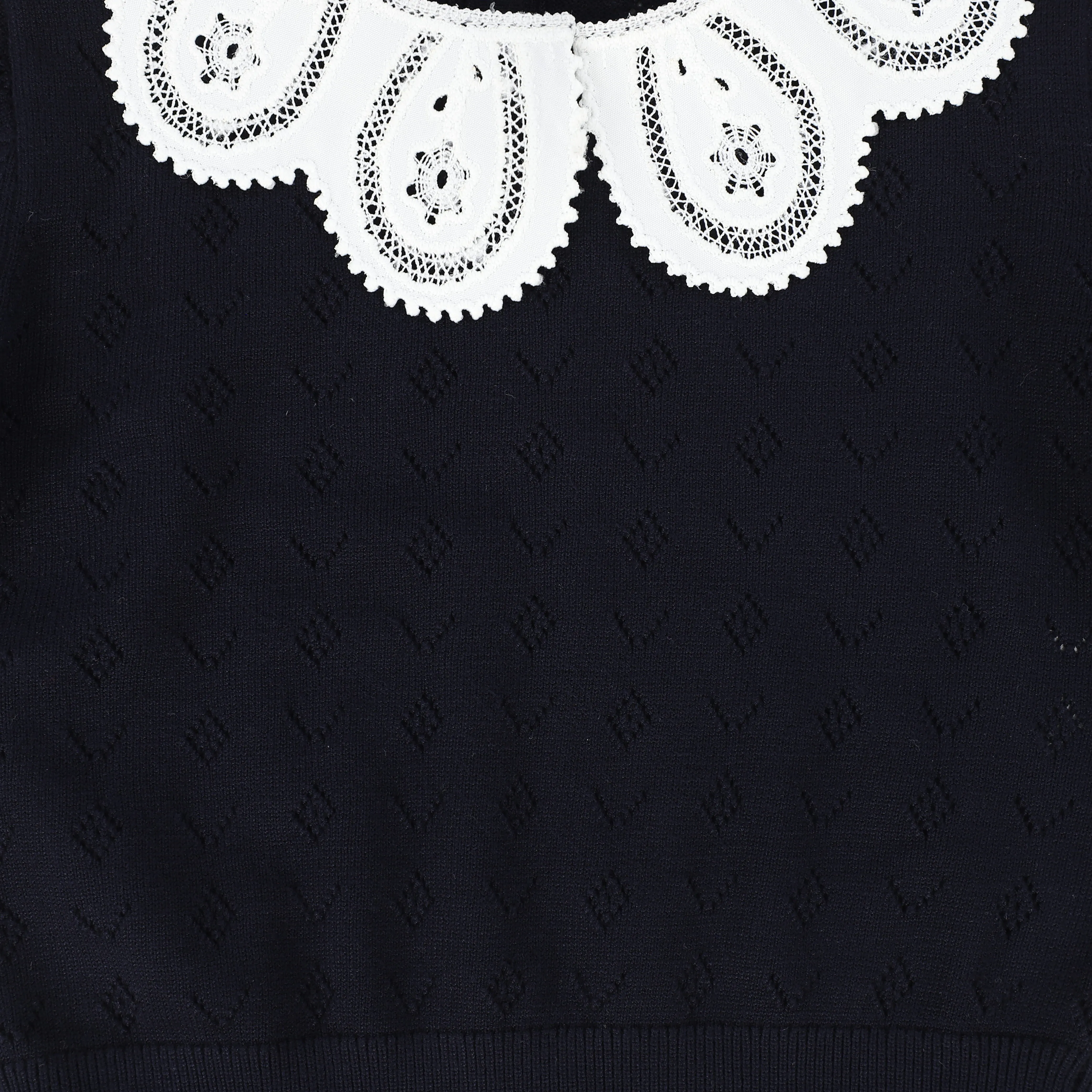 Textured Knit Collared Sweater