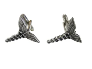 Textured Medical Symbol Caduceus Cufflinks