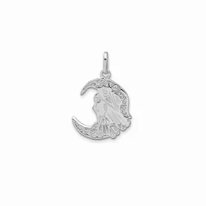 Textured Moon Face Pendant (Silver)